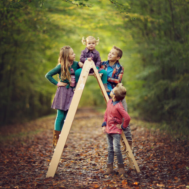 kinder portret in fine art style in urkerbos met schildersladder